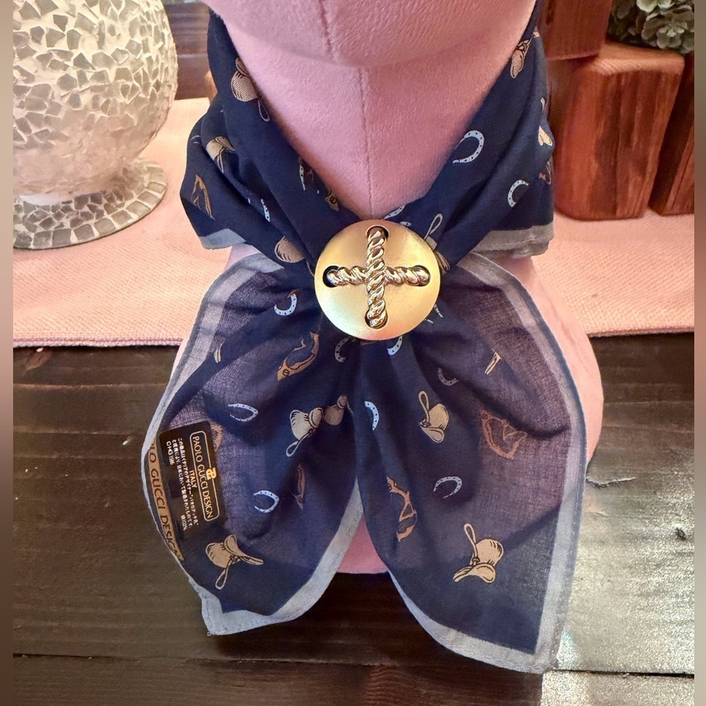 Vintage PAOLO GUCCI Blue Cotton Scarf
